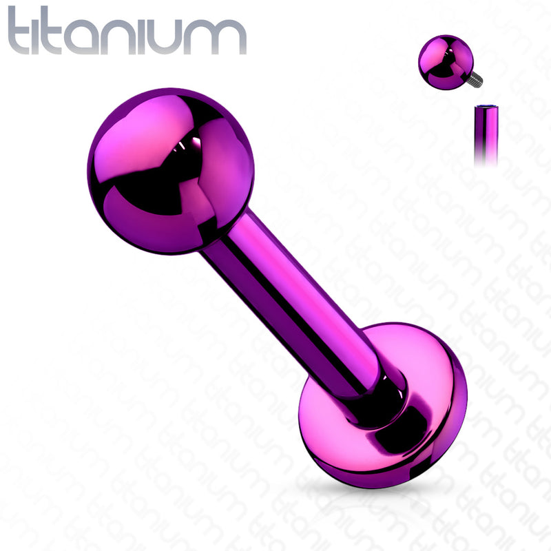 16G Titanium Labret Stud - PVD Multicolored Coating