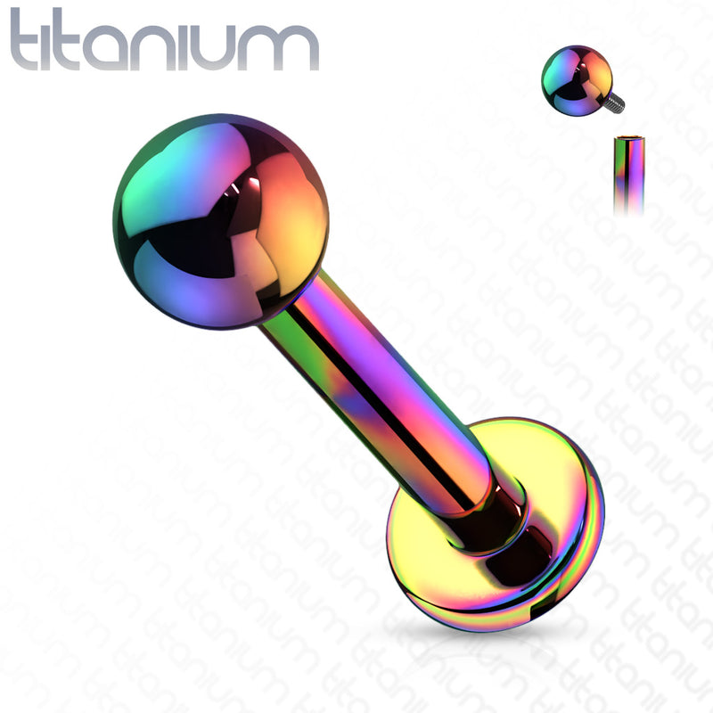 16G Titanium Labret Stud - PVD Multicolored Coating