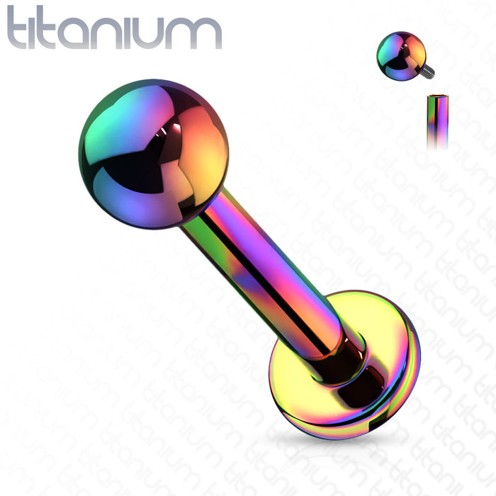 16G Titanium Labret Stud - PVD Multicolored Coating