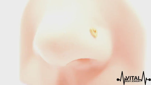 20G L Shape Nose Ring with Heart Stud - Surgical Steel, in Silver, Gold, Rose Gold, Rainbow and Black Color