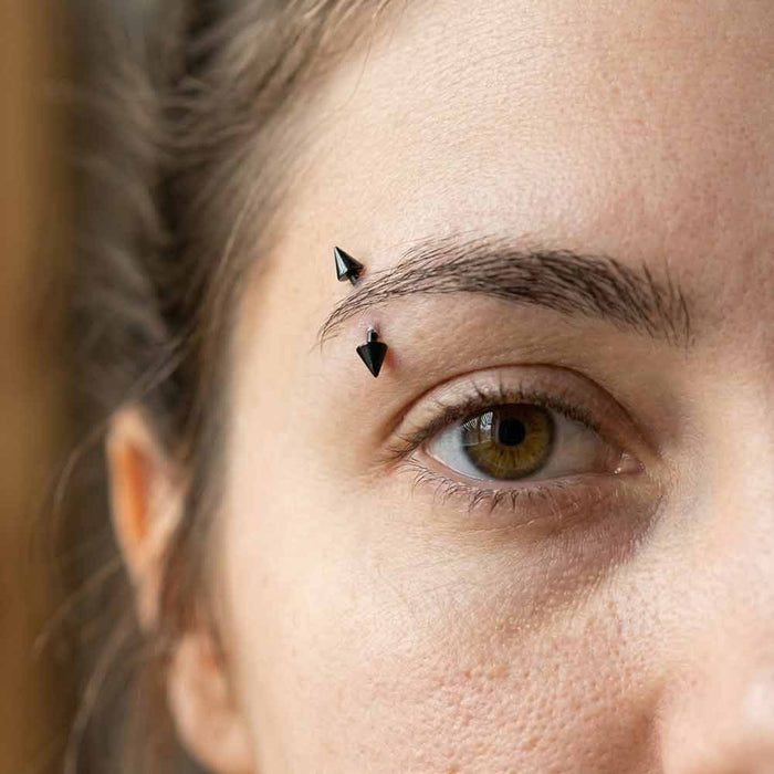 16G PVD Coated Steel Eyebrow Ring - Spike Ends