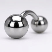 16G titanium curved eyebrow barbell with plain polished ball ends, close-up detail on a white background