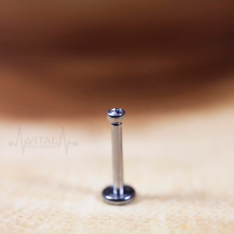 16G Titanium Labret Stud - 2mm and 3mm CZ Gems