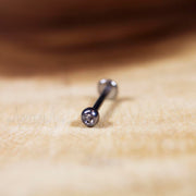16G titanium labret stud with 2mm and 3mm clear cubic zirconia gems, internally threaded design for comfortable wear