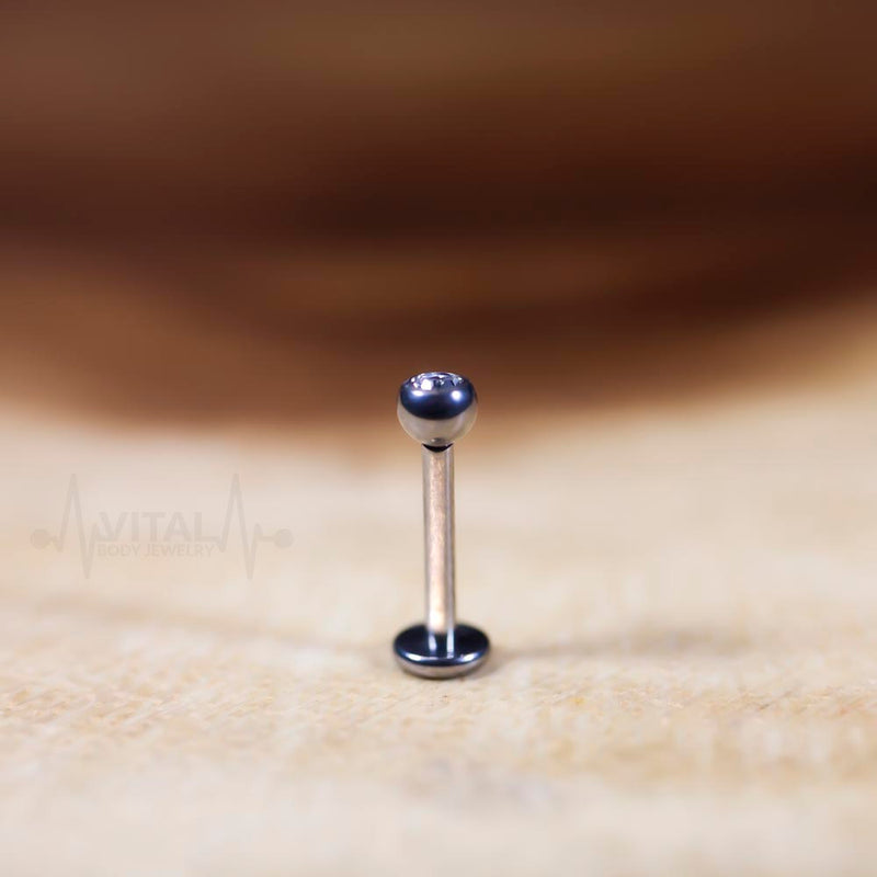 16G Titanium Labret Stud - 2mm and 3mm CZ Gems