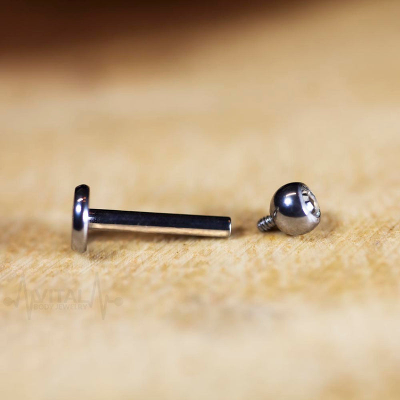 16G Titanium Labret Stud - 2mm and 3mm CZ Gems