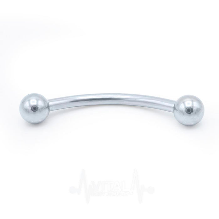 16G Eyebrow Ring, Curbed Surgical Steel Barbell with Ball Ends - Vital Body Jewelry