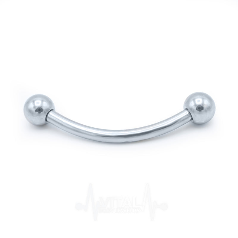 16G surgical steel eyebrow ring with curved design and 3mm ball ends, perfect for stylish and comfortable everyday wear