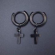 18G surgical steel cross dangle earrings with sleek design, hypoallergenic material for sensitive skin and durable finish