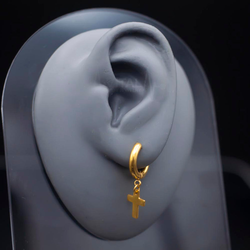 18G Surgical Steel Earrings - Cross Dangle Design