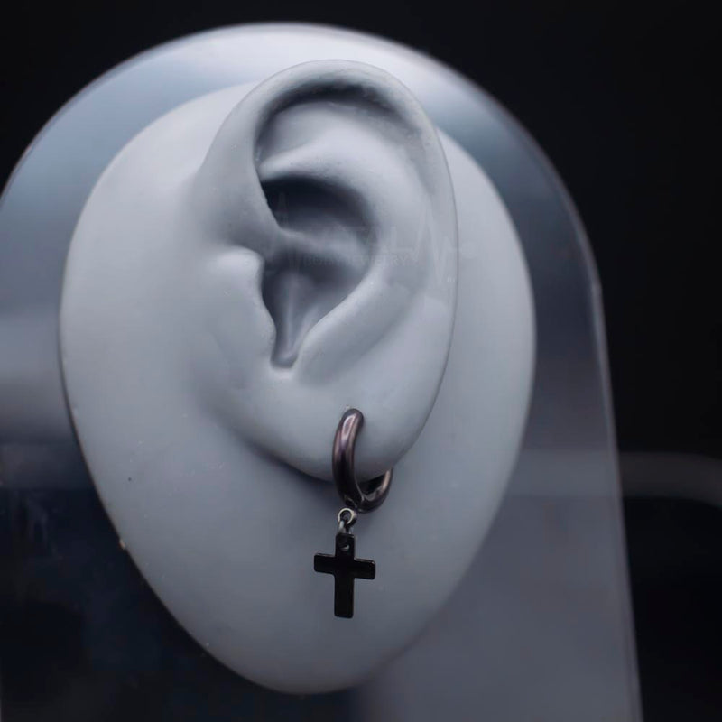 18G Surgical Steel Earrings - Cross Dangle Design
