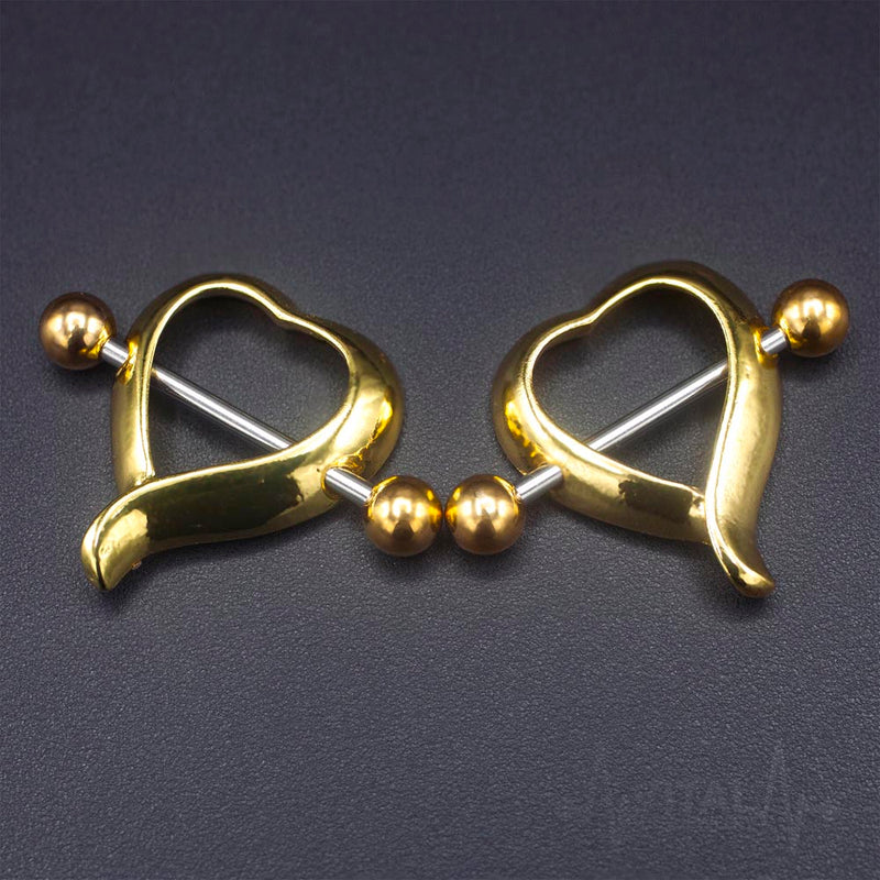 14G Surgical Steel Nipple Shields - Heart Shape