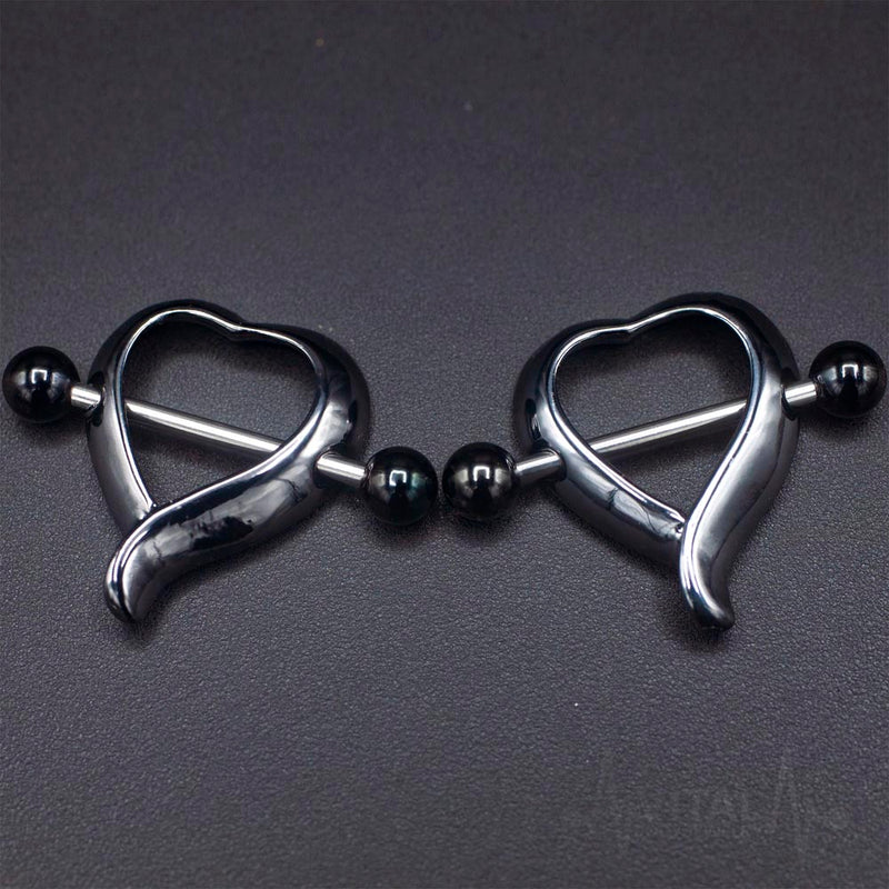 14G Surgical Steel Nipple Shields - Heart Shape