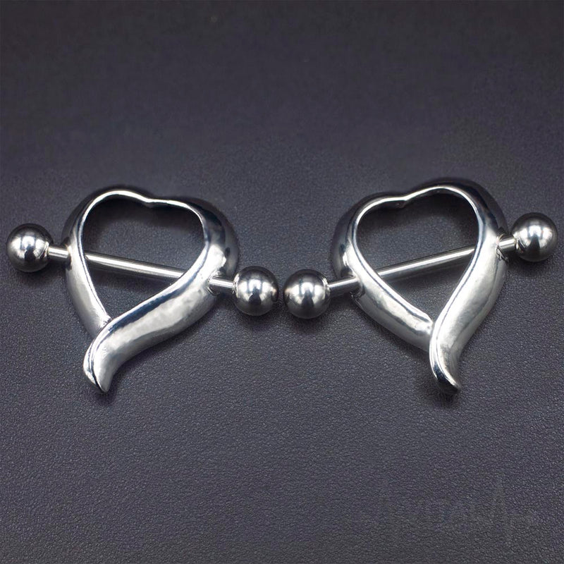 14G Surgical Steel Nipple Shields - Heart Shape