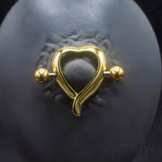 14G surgical steel nipple shields in heart shape design, hypoallergenic with robust external threading for secure installation