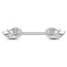 Surgical Steel Nipple Barbell: Externally Threaded Angel Wings With Paved Cubic Zirconia - vitalbodyjewelry