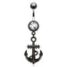 Black Navel Belly Ring: Externally Threaded PVD Coated Surgical Steel Anchor Dangle (Vital Body Jewelry) - vitalbodyjewelry