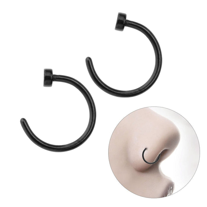 20G 5/16 Black: PVD Coated Surgical Steel Open Nose Hoop - vitalbodyjewelry