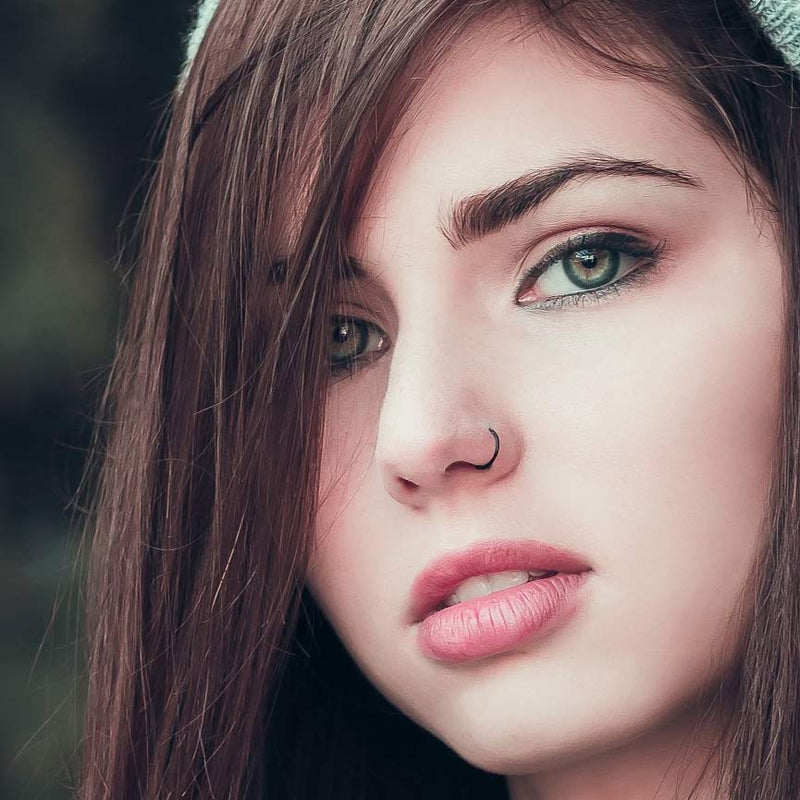 20G PVD coated surgical steel open nose hoop in black with a lightweight design for all-day comfort and style