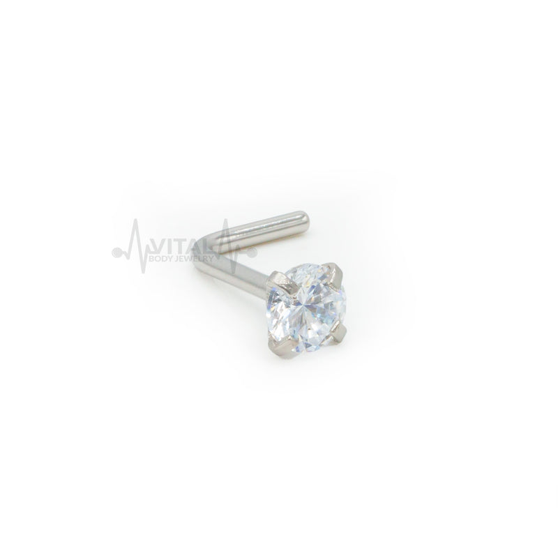 20G Surgical Steel L-Bend Nose Stud - 3mm CZ Gem