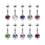 14G surgical steel navel belly ring with customizable 5mm and 8mm ball sizes, designed for comfortable wear and easy insertion.
