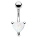 Navel Belly Button Ring, Surgical Steel: Externally Threaded Opal Glitter Heart - vitalbodyjewelry