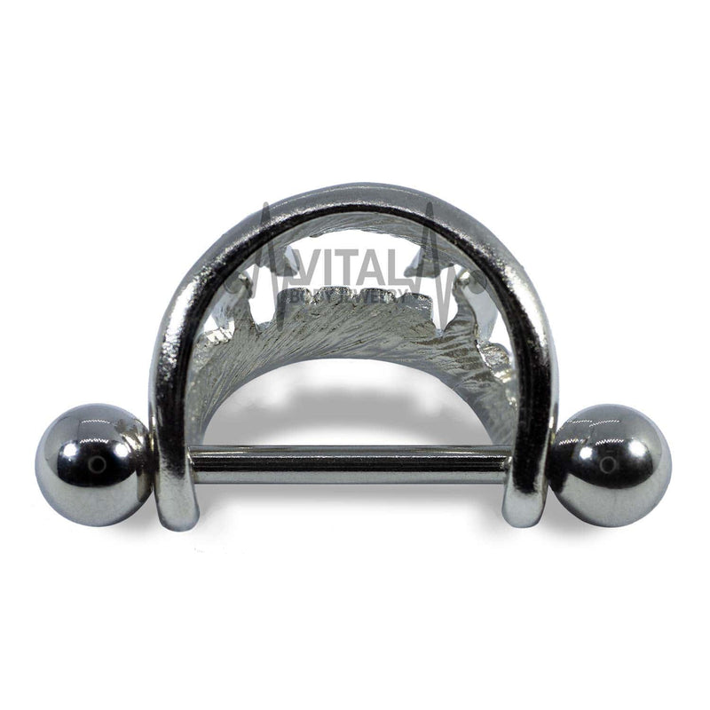 14G surgical steel nipple shields with vampire fang design for bold expression and unique style