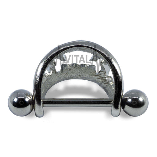 Surgical Steel Nipple Shield, Vampire Fangs, Externally Threaded, Barbell, 5mm Balls, Sold In Pair - vitalbodyjewelry
