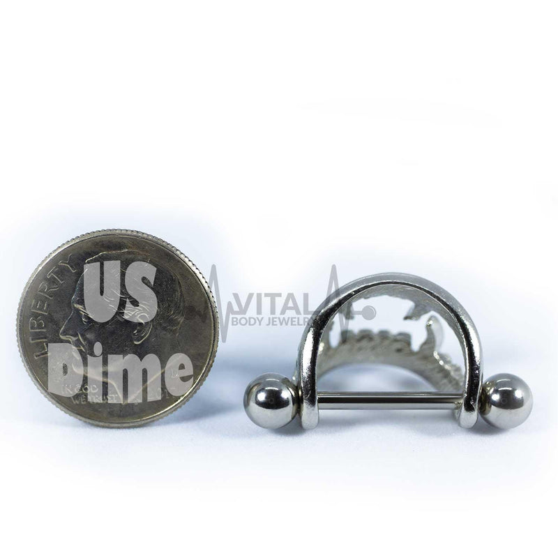 14G surgical steel nipple shields with vampire fang design for bold statement and secure fit