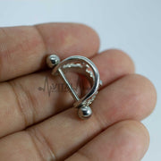 Surgical Steel Nipple Shield, Vampire Fangs, Externally Threaded, Barbell, 5mm Balls, Sold In Pair - vitalbodyjewelry