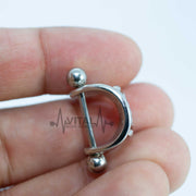 Surgical Steel Nipple Shield, Vampire Fangs, Externally Threaded, Barbell, 5mm Balls, Sold In Pair - vitalbodyjewelry