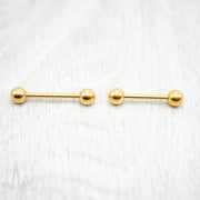 14G PVD coated surgical steel nipple barbell with a smooth black finish and 5mm ball ends, designed for comfort and secure fit