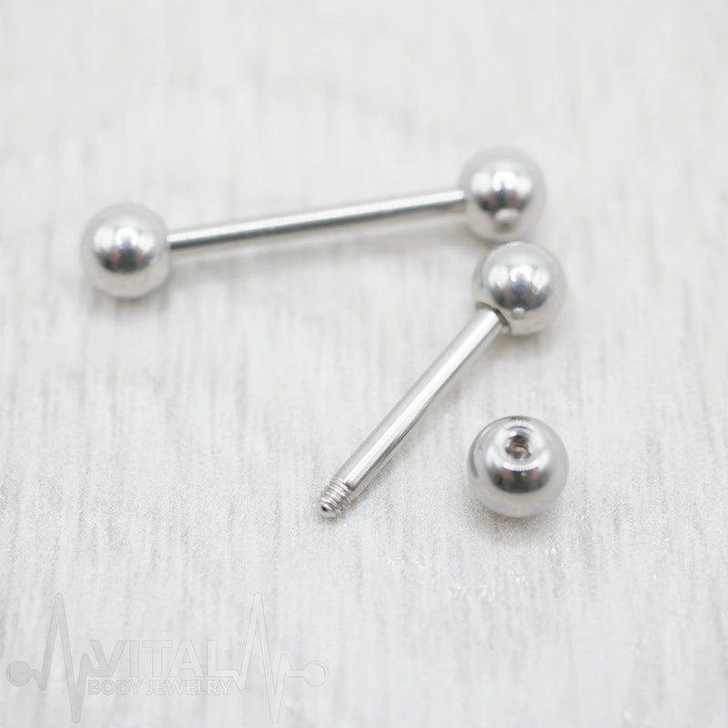 14G PVD Coated Surgical Steel Nipple Barbell - Smooth Black Finish
