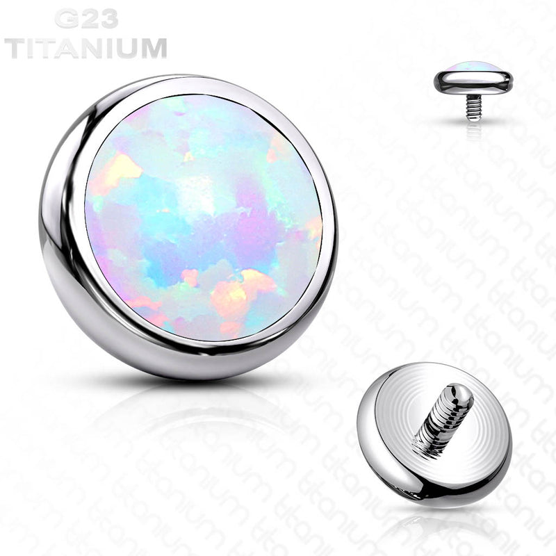 14G implant grade titanium micro dermal top with stunning opal design, 4mm size for a secure and minimalist look.
