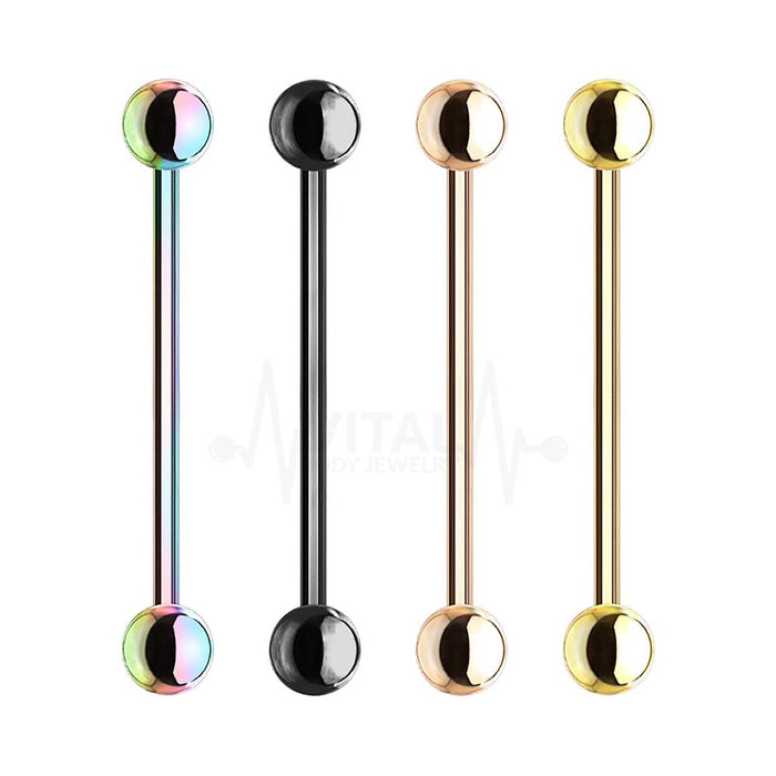 14G Industrial Scaffold Barbell, PVD Coated Surgical Steel, 5mm Ball Ends, Externally Threaded • Vital Body Jewelry