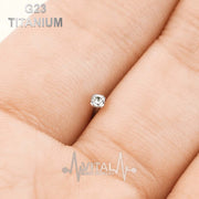 20G titanium L-bend nose stud with 2mm and 3mm cubic zirconia gems for stylish everyday wear
