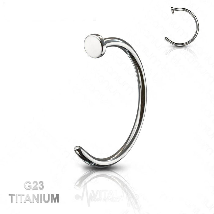 18G Titanium: Adjustable, Open Nose Ring, Easy To Fit Disk End, Hypoallergenic, Comfortable, Half Hoop • Vital Body Jewelry