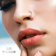 18G titanium adjustable open hoop nose ring with a smooth polished finish for comfort and customizable fit