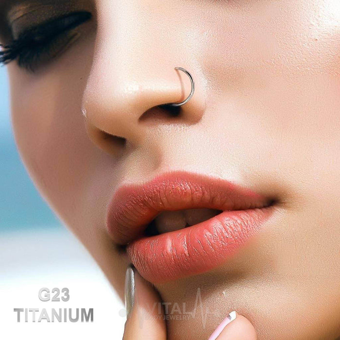 Titanium Open Nose Ring, Adjustable, Easy To Fit Disk End, Comfortable, Half  Hoop, 20G - Walmart.com