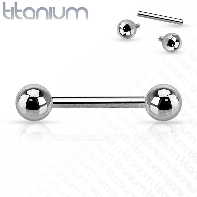 14G titanium barbell with internally threaded design and 5mm ball for comfortable piercing and reduced irritation during healing