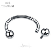 14G titanium septum ring with internally threaded design for easy insertion and 4mm ball end, ideal for sensitive skin.