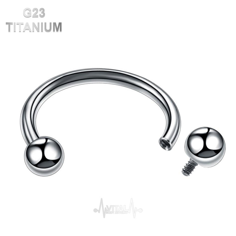 14G titanium septum ring with internally threaded design for easy insertion and 4mm ball end, ideal for sensitive skin.
