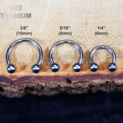 16G titanium septum ring with internally threaded design and 3mm ball end for comfort and easy insertion