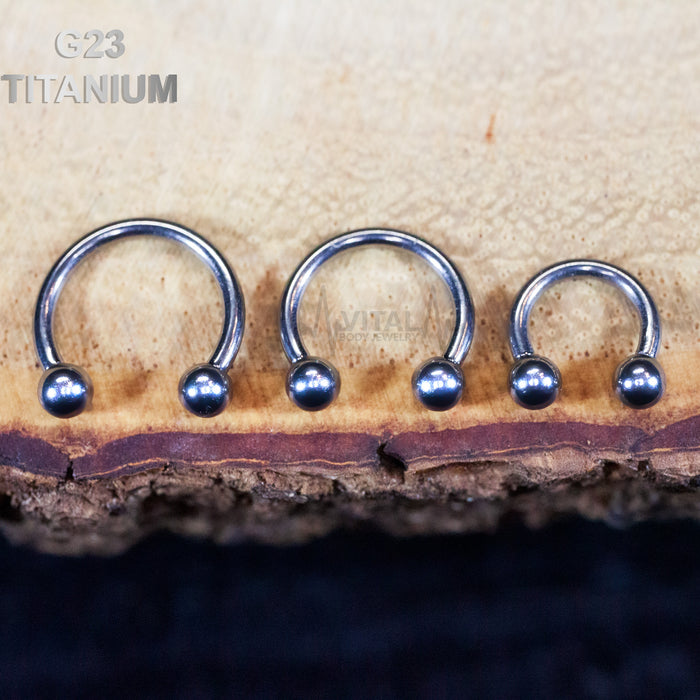 Horseshoe Barbell - Titanium Septum Ring/ 14G, 16G Cartilage PA Circular  Barbell - with Multi Crystal Replacement Balls - Quality tested at  Sheffield Assay England