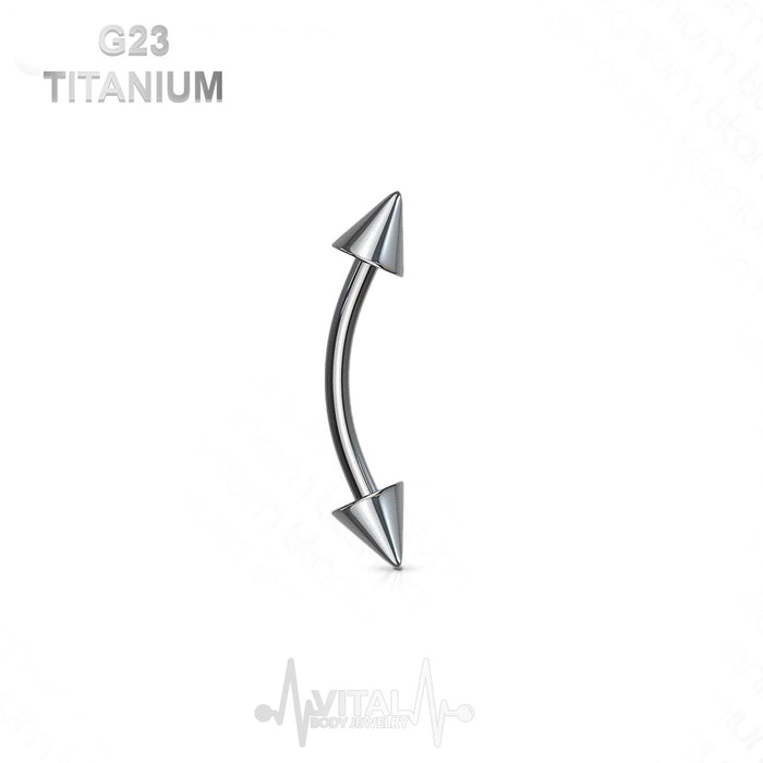 Titanium • Eyebrow Ring, 16G, Curved Barbell, 3mm Spikes Ends, Externally Threaded • Vital Body Jewelry