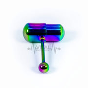 14G surgical steel tongue ring with rainbow vibrating design for enhanced intimacy and pleasure