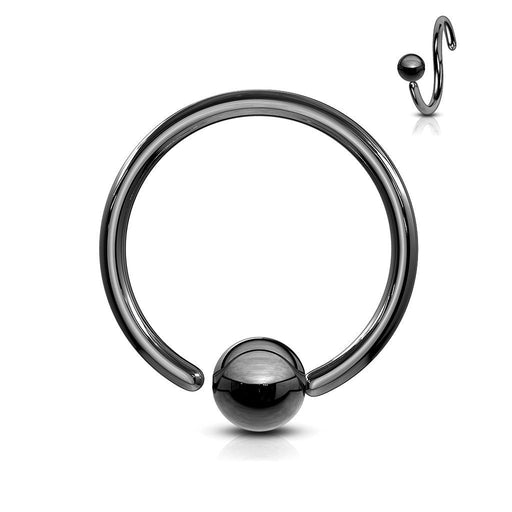 Surgical Steel • Black, Nose Ring, Fixed Ball, 18G, Annealed, PVD Coated, Captive Bead, Earring, Tragus, & Cartilage • Vital Body Jewelry