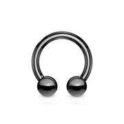 14G PVD coated surgical steel septum ring with a shiny black finish, designed for comfort and easy installation