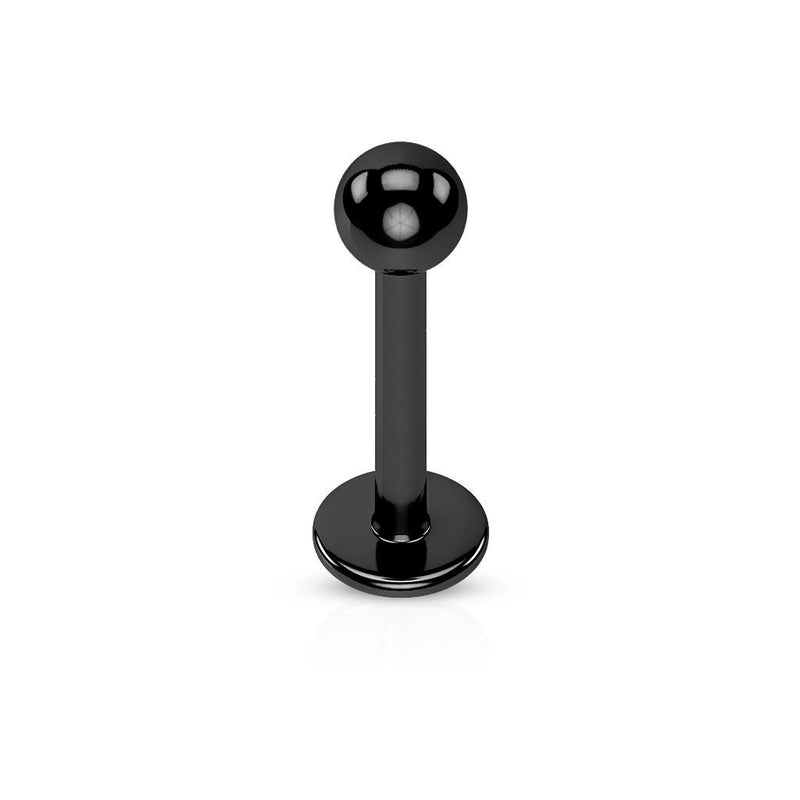 16G PVD coated surgical steel labret stud with 3mm ball end for comfortable lip and cartilage piercings
