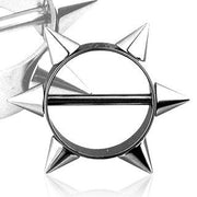 Surgical Steel • Nipple Shield, 6 Point Spike Star, 14G, Externally Threaded, Sold By Pair Only • Vital Body Jewelry